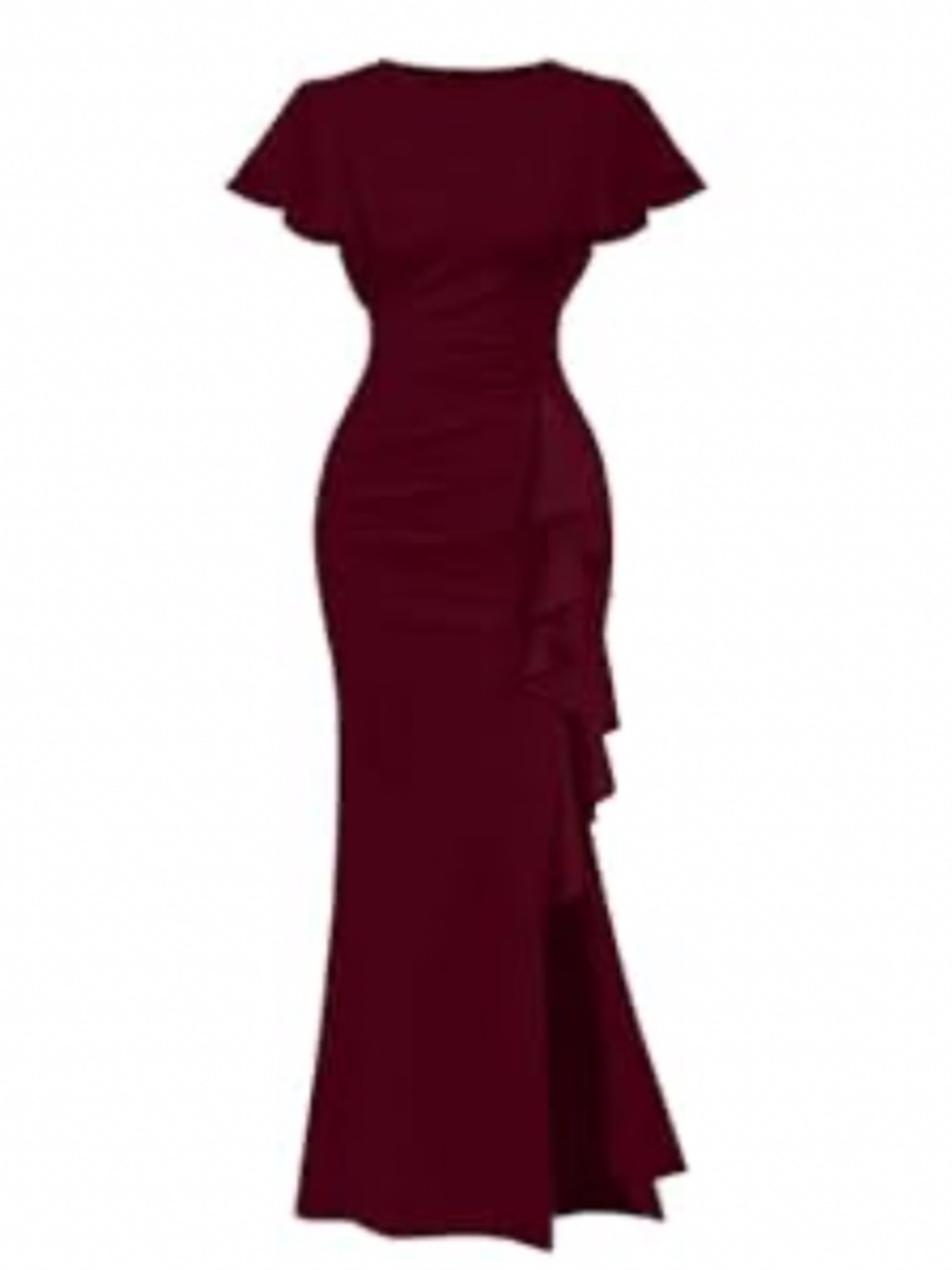 Burgundy Elegant Body-con Mermaid Evening Cocktail Maxi Dress XL